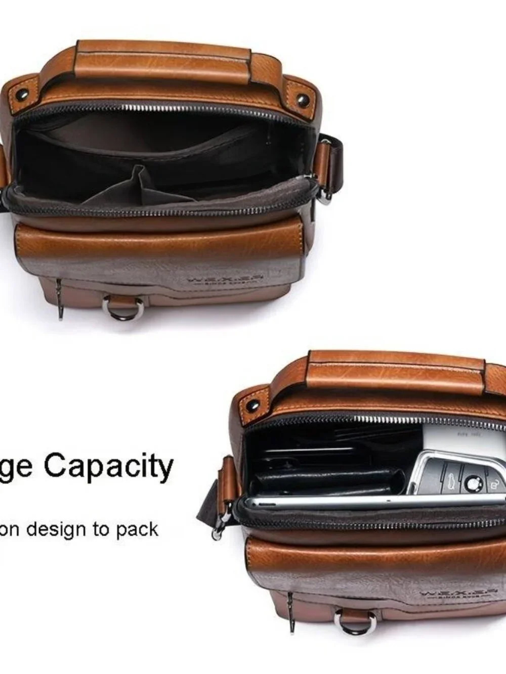 Genuine Leather Backpack Vintage Large Capacity Crossbody Multiple Pockets